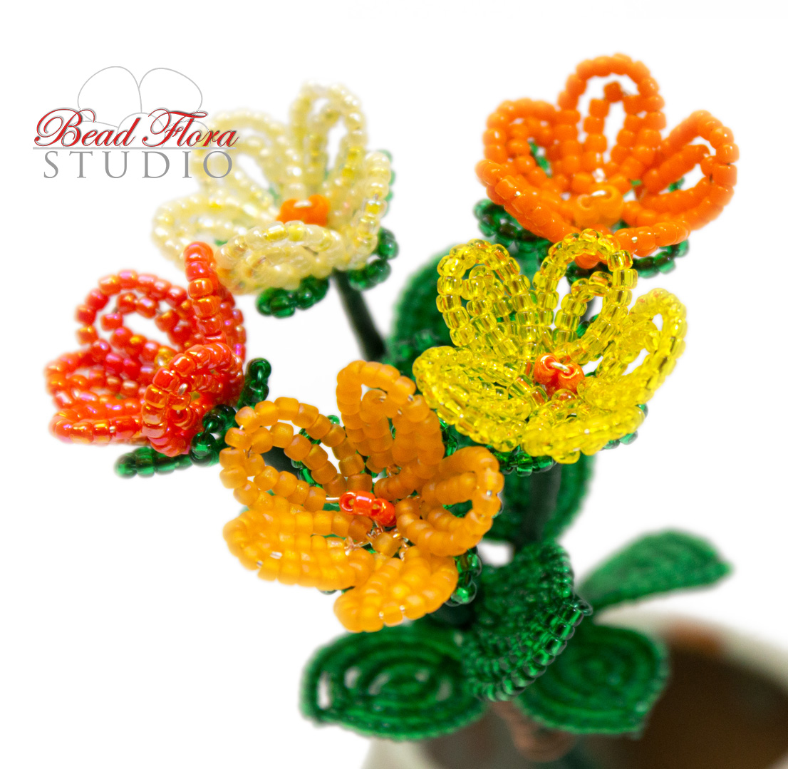 French beaded spring blossoms | Bead Flora Studio - Learn French beaded ...